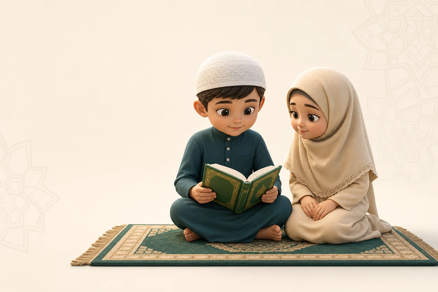 طفلان يتعلّمان قراءة القرآن الكريم